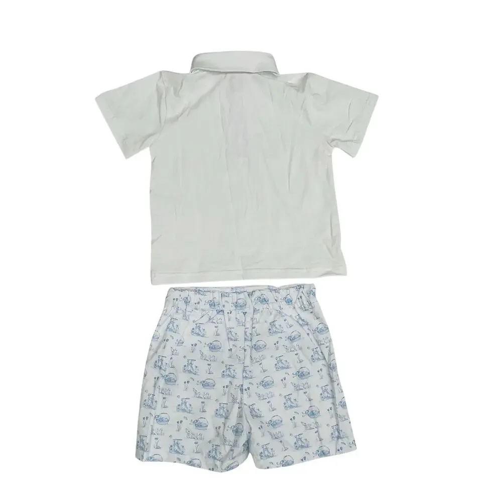 NWT Smockingbird Size 3 Bunny Toile Shorts Set
